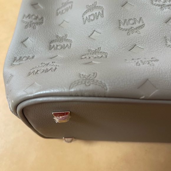 MCM Taupe Leather Essential Drawstring Shoulder Monogram Bag NWOT - Picture 8 of 8